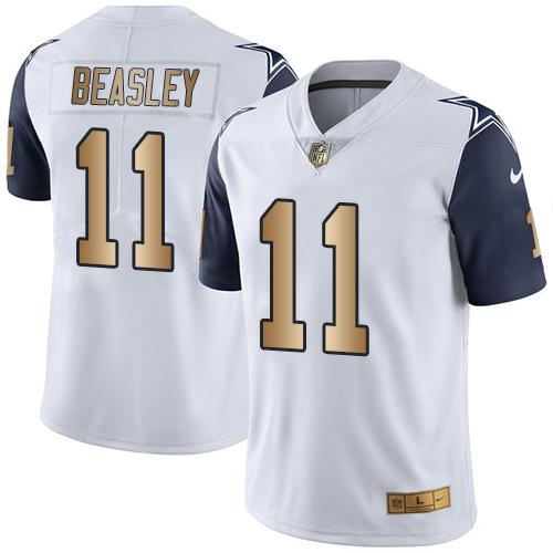Nike Cowboys #11 Cole Beasley White Men's Stitched NFL Limited Gold Rush Jersey - Click Image to Close